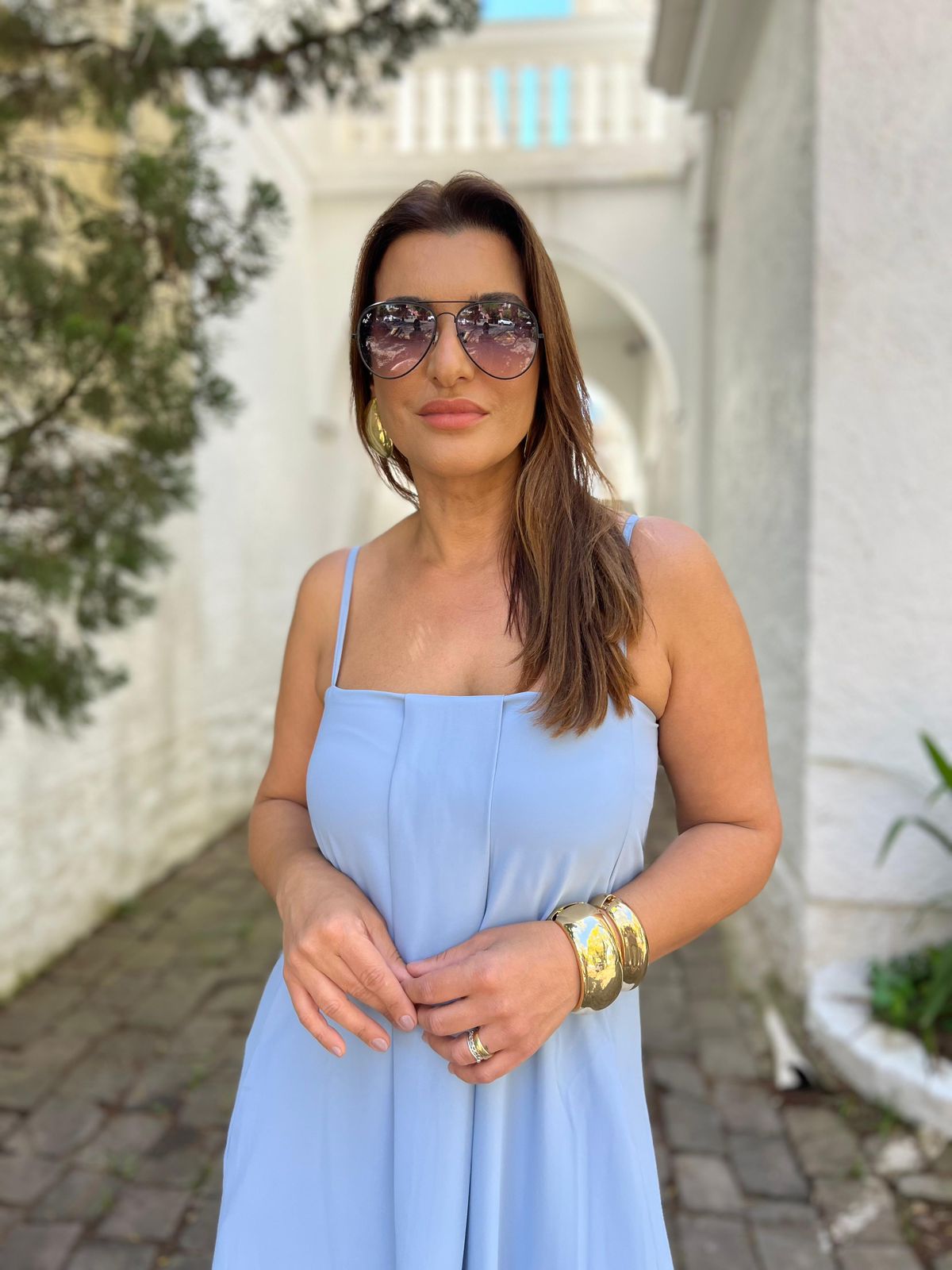 Vestido Longo Pregas Crepe